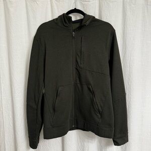 Lululemon Hoodie Mens M Olive Green City Sweat Zip‎ Hoodie Thermo Fleece Stretch